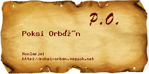 Poksi Orbán névjegykártya